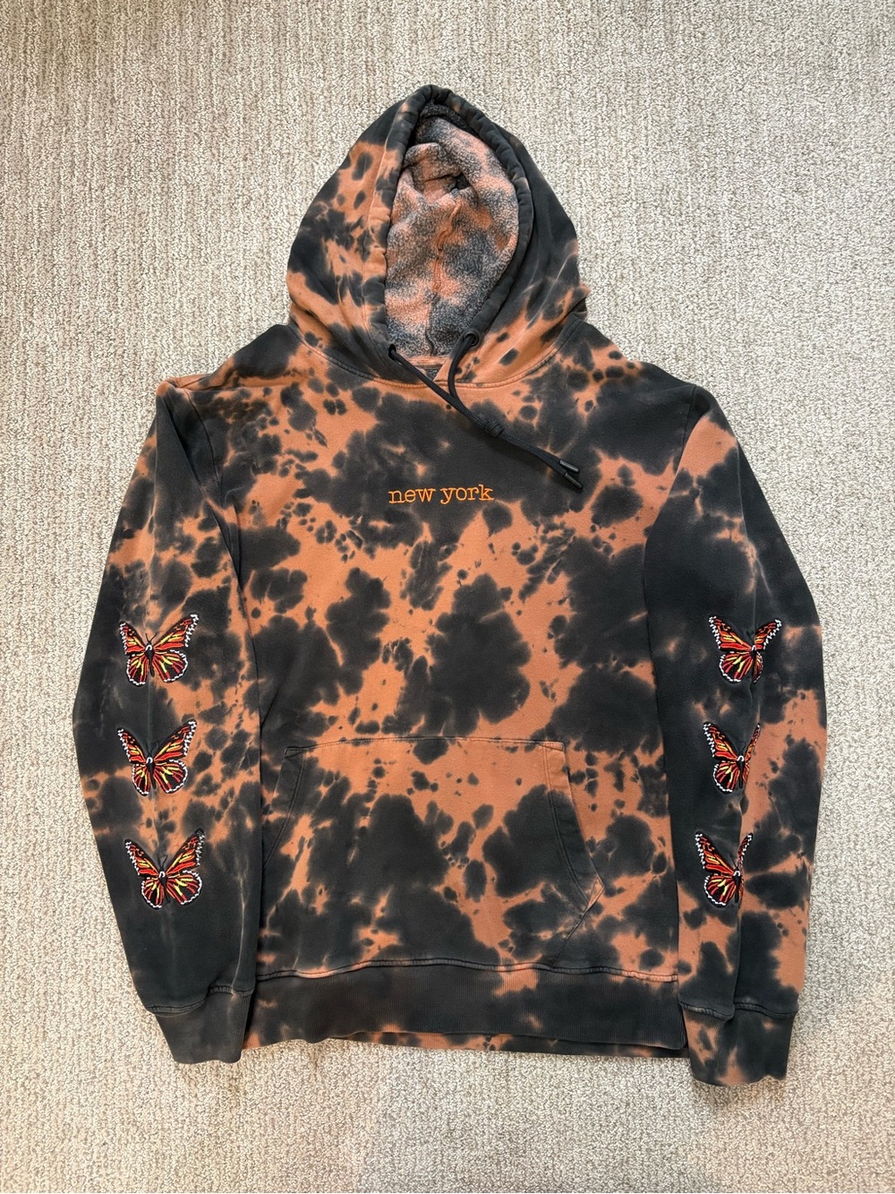 Blind Rooster Embroidered New York Tie-Dye Hoodie with Butterfly Detail